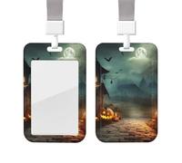 Porte-badge coulissant avec lanière - Étui de protection en plastique avec fenêtre transparente pour carte d'identité, carte de crédit, étiquette de nom, pour Halloween, infirmière, médecin