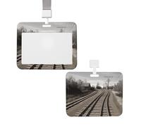 Porte-badge coulissant avec lanière - Étui de protection en plastique avec fenêtre transparente - Pour carte d'identité, de crédit, de train, de train, pour infirmière, médecin, fournitures de bureau