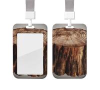 Porte-badge coulissant avec lanière - Étui de protection en plastique avec fenêtre transparente - Pour carte d'identité, de crédit, porte-nom - Souche de chêne - Pour infirmière, médecin, fournitures