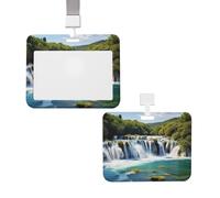 Porte-badge coulissant avec lanière - Étui de protection en plastique avec fenêtre transparente pour carte d'identité, carte de crédit, porte-nom, cascades sur la rivière Krka - Pour infirmière