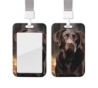 Porte-badge coulissant avec lanière - Étui de protection en plastique avec fenêtre transparente - Pour carte d'identité, de crédit, labrador retriever - Fournitures de bureau
