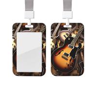 Porte-badge coulissant avec lanière - Étui de protection en plastique avec fenêtre transparente pour carte d'identité, carte de crédit, porte-badge de guitare musicale pour infirmière, médecin