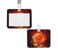 Porte-badge coulissant avec lanière - Étui de protection en plastique avec fenêtre transparente - Pour carte d'identité, de crédit, porte-badge - Rose flamme - Pour infirmière, médecin, fournitures de