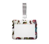 Porte-badge coulissant avec lanière - Étui pour carte d'identité en plastique rigide - Porte-nom de Noël amusant - Pour le travail, le bureau, les femmes et les hommes