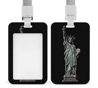 Porte-badge coulissant avec lanière - Porte-badge en forme de statue de la Liberté - Protecteur de carte avec fenêtre transparente pour étiquette d'identité, pour le travail, le bureau, les médecins