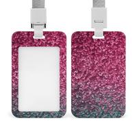 Porte-badge coulissant avec lanière - Porte-carte d'identité à paillettes 3D - Protecteur de carte avec fenêtre transparente pour carte d'identité, pour le travail, le bureau, les médecins, les