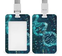 Porte-badge coulissant avec lanière - Porte-carte d'identité DNA à double hélice - Protecteur de carte avec fenêtre transparente pour étiquette d'identité, pour le travail, le bureau, les médecins