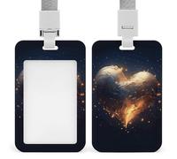 Porte-badge coulissant avec lanière - Porte-carte d'identité en forme de cœur avec fenêtre transparente - Pour le travail, le bureau, les médecins, les infirmières