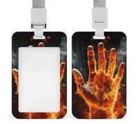 Porte-badge coulissant avec lanière - Porte-carte d'identité en forme de flamme de feu - Protecteur de carte avec fenêtre transparente pour carte d'identité, pour le travail, le bureau, les médecins