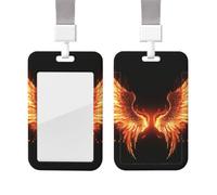 Porte-badge coulissant avec lanière - Porte-carte d'identité vertical en plastique avec ailes d'angle de feu - Pochette de protection avec fenêtre transparente pour infirmière, officier, enseignant