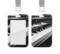 Porte-badge coulissant avec lanière - Porte-carte d'identité vertical en plastique avec étiquette nominative pour clavier de piano - Pochette de protection avec fenêtre transparente pour infirmière