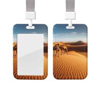 Porte-badge coulissant avec lanière - Porte-carte d'identité vertical en plastique - Dunes de sable dans le désert du Sahara - Pochette de protection avec fenêtre transparente pour infirmière