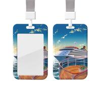 Porte-badge coulissant avec lanière - Porte-carte d'identité vertical en plastique pour carte d'identité d'été - Pochette de protection avec fenêtre transparente pour infirmière, officier, enseignant