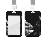 Porte-badge coulissant avec lanière - Porte-carte d'identité vertical en plastique - Pour cartes de crédit - Avec fenêtre transparente - Pour infirmière, officier, enseignant