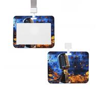Porte-badge coulissant avec porte-badge vertical en plastique étanche pour microphone avec notes de musique, étui de protection pour badge, porte-nom, porte-carte d'identité, pour travail, bureau