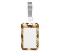 Porte-badge coulissant en cuir matelassé avec boutons en diamant doré et plastique rigide pour cartes de travail, porte-nom pour infirmières et bureau