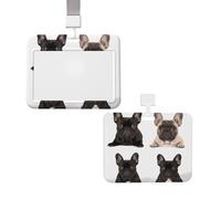 Porte-badge coulissant en forme de bouledogue français avec cordon, étui de protection étanche et résistant pour badge de travail, pour femmes et hommes.