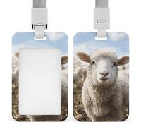 Porte-badge coulissant en forme de mouton avec fenêtre transparente - Protection verticale - Cordon amovible - En plastique rigide - Étanche - Pour infirmière et enseignant