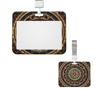 Porte-badge coulissant en plastique horizontal pour bureau Mandala_75288960 Porte-badges, étui de protection pour carte d'identité de travail, carte de nom pour permis de conduire, d'infirmière
