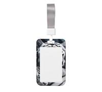 Porte-badge coulissant en plastique pour homme et femme avec lanière pour le bureau - Motif tigre blanc