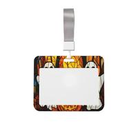 Porte-badge coulissant en plastique rigide avec deux fantômes effrayants avec citrouille d'Halloween pour infirmières et bureau