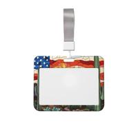 Porte-badge coulissant en plastique rigide avec drapeau américain du désert pour carte de travail pour infirmières et bureau