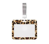 Porte-badge coulissant en plastique rigide avec imprimé léopard marron pour infirmières et bureau