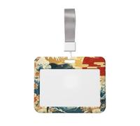 Porte-badge coulissant en plastique rigide avec inscription « Two Dolphins Jumping Japanese Art » - Pour infirmières et bureaux