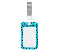 Porte-badge coulissant en plastique rigide avec motif à pois cyan noir pour infirmières et bureau