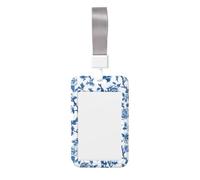 Porte-badge coulissant en plastique rigide avec motif branche de fleurs bleues pour infirmières et bureau