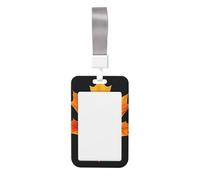 Porte-badge coulissant en plastique rigide avec motif feuille d'érable orange et jaune pour infirmières ou bureau
