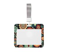 Porte-badge coulissant en plastique rigide avec motif fleurs et feuilles de style bohème pour infirmières, bureau