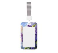 Porte-badge coulissant en plastique rigide avec motif fleurs lilas