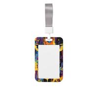 Porte-badge coulissant en plastique rigide avec motif girafe graffiti pour infirmières et bureau