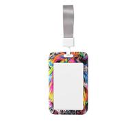 Porte-badge coulissant en plastique rigide avec motif lion coloré graffiti pour infirmières et bureau