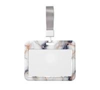 Porte-badge coulissant en plastique rigide avec motif marbré blanc, bleu marine, or rose, pour infirmières, bureau