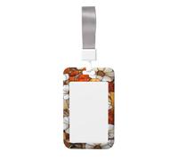 Porte-badge coulissant en plastique rigide avec motif marguerites blanches