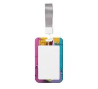 Porte-badge coulissant en plastique rigide avec motif notes de musique graffiti coloré pour infirmières et bureau
