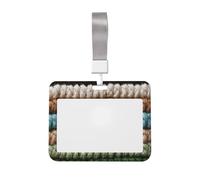 Porte-badge coulissant en plastique rigide avec motif rayé au crochet pour cartes de travail pour infirmières et bureau