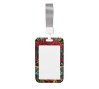 Porte-badge coulissant en plastique rigide avec motif tête de mort et rose rouge