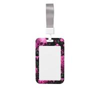 Porte-badge coulissant en plastique rigide avec motif tête de mort rose pour infirmières et bureau