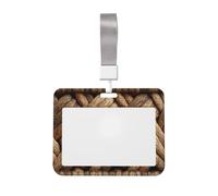 Porte-badge coulissant en plastique rigide avec motif tissé en osier marron pour infirmières et bureau