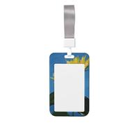 Porte-badge coulissant en plastique rigide avec motif tournesol jaune