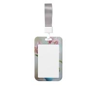 Porte-badge coulissant en plastique rigide avec orchidée dans un vase bleu pour infirmières et bureau