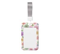 Porte-badge coulissant en plastique rigide avec petites marguerites pastel aquarelle pour infirmières et bureau