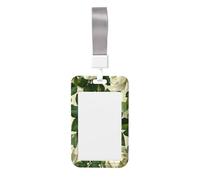 Porte-badge coulissant en plastique rigide avec roses blanches et feuilles vertes pour cartes de travail, porte-nom pour infirmières et bureau