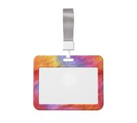 Porte-badge coulissant en plastique rigide avec texture en fausse fourrure arc-en-ciel pour infirmières et bureau