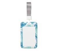 Porte-badge coulissant en plastique rigide avec texture marbrée bleu glacier blanc neige pour infirmières et bureau