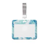 Porte-badge coulissant en plastique rigide avec texture marbrée bleu glacier blanc neige pour infirmières et bureau