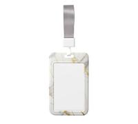 Porte-badge coulissant en plastique rigide avec veines dorées et marbrées blanches pour infirmières et bureau